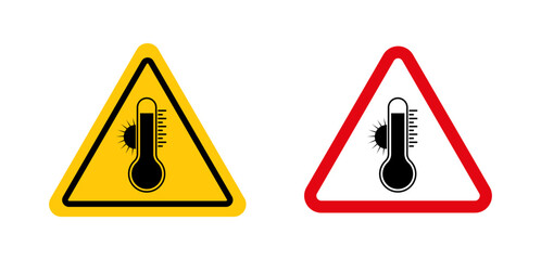 High temperature warning signs vector graphics collection on white background