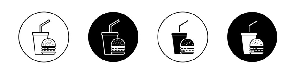 Hamburger and soft drink cup icons vector graphics collection on white background
