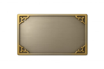 Obraz premium Ornate golden frame decorating brushed metal plate, featuring intricate corner details and transparent background for sophisticated design enhancement