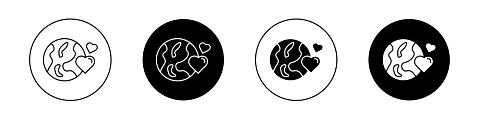 Earth love heart icons vector graphics collection on white background