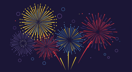 Colorful fireworks bursts against a dark night sky.
