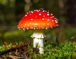 Close-up of vibrant red mushroom