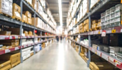 Blurred warehouse aisle