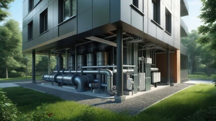 Building mechanical equipment with green landscape