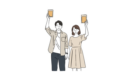 Couple Toasting with Drinks Illustration Cheers to Connection and Good Times
