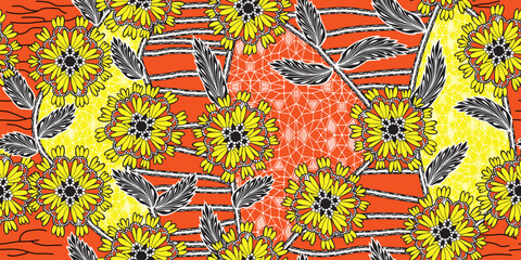 African ethnic traditional pattern . seamless beautiful Kitenge, chitenge, dutch wax style. fashion design in colorful. Geometric abstract motif. commonly known as Ankara prints, African wax prints.