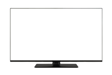 Sleek modern flat-screen television with a black display and minimalist stand, perfect for showcasing digital content in any contemporary setting, evoking innovation and clarity.