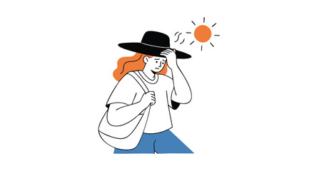 Sun Protection Woman Shielding Herself from the Heat