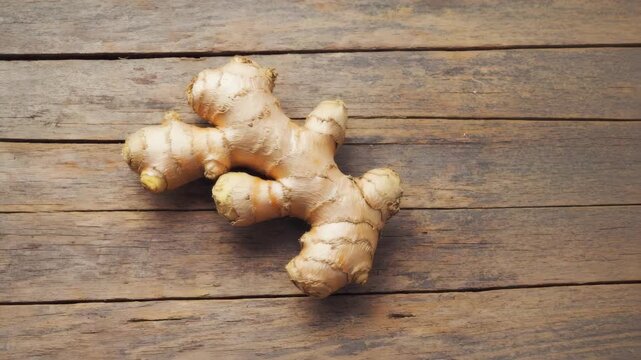 Frische Ingwerwurzel auf rustikalem Holztisch