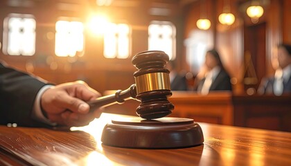 Judge's gavel in a courtroom
