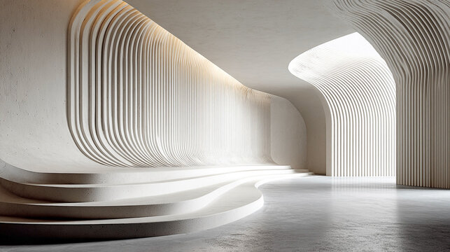 White wave pattern creates modern texture, casting soft shadows. It's suitable for branding, product display, or video backdrop.