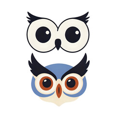 Funny owl cartoon animal character with a happy smile and big eyes, a cute vector design illustration