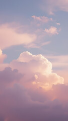 Cloudscape Canvas: A soft, pastel-colored sky with fluffy clouds creates a dreamy ambiance, evoking serenity and a sense of wonder.