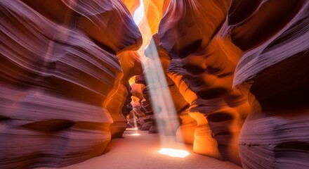 Antelope Canyon's ethereal light, a symphony of shadows and sunlight dancing through sculpted