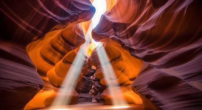 Antelope Canyon's ethereal sunlight painting sandstone walls with vibrant light displays