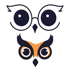 Obraz premium A cute and happy cartoon owl character with big eyes, glasses, and a fun smile