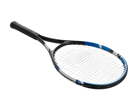 Tennis racket with a ball on a white background. - Powered by Adobe