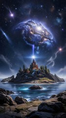 Magisches Schloss im Kosmos - Landschaft Wallpaper - Natur Hintergrundbild