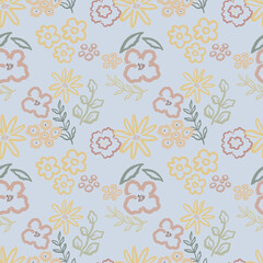 Earth Tone Floral Seamless Pattern, Minimalist Flower Digital Paper, Neutral Aesthetic Botanical Background for Fabric and Scrapbooking