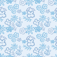 Fototapeta premium Earth Tone Floral Seamless Pattern, Minimalist Flower Digital Paper, Neutral Aesthetic Botanical Background for Fabric and Scrapbooking