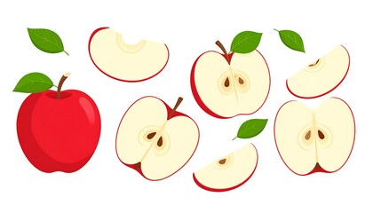Red apple slices and whole apple
