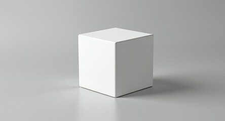 Fototapeta premium White Cube Display Stand, Blank Mockup for Product Presentation, Minimalist 3D Rendering
