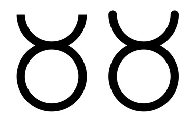 Taurus Zodiac Symbol Pair Isolated on White Background