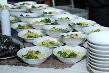 Process Serving Mie Ayam, Chicken Noodle on Catering Service
