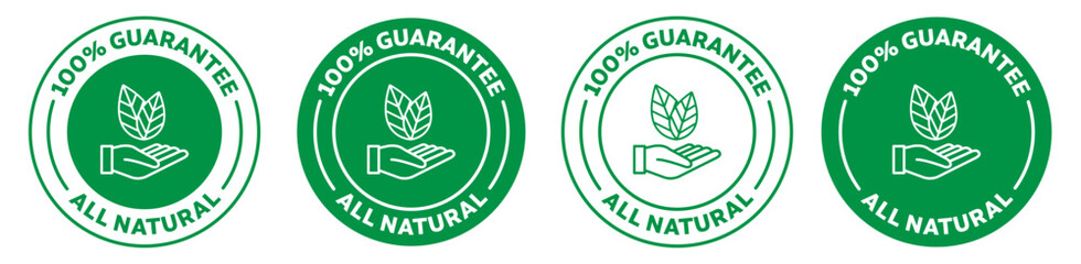 All Natural Guarantee Badge Set Isolated on White Background