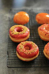 Red Velvet Donut on Wire Rack