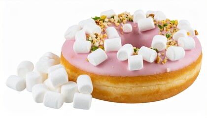 Obraz premium Png, Donut And Marshmallow Isolated On White Background.