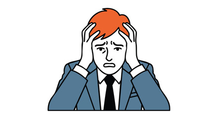 Stressed businessman clutching head, overwhelmed by work pressure, seeking solutions