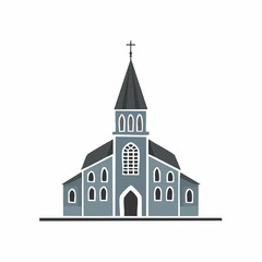 Church Building Simple Style Gray Stone Exterior Religious Symbol Christian Worship Place high quality professional
