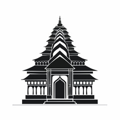 Balinese temple simple silhouette religious architecture sacred place spiritual building high quality professional