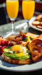 Fototapeta premium photorealistic food style close-up shot of a very appetite appeal brunch