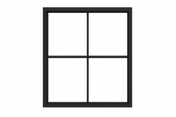 Black window frame dividing the view into four transparent sections, perfect for showcasing different scenes or images