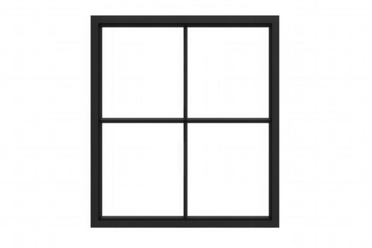 Black window frame dividing the view into four transparent sections, perfect for showcasing different scenes or images