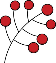 Red berry branch with thin black stems creates simple thanksgiving decoration perfect for autumn and holiday season designs