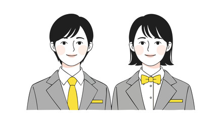 Professional man and woman in matching suits, ready for business success and teamwork