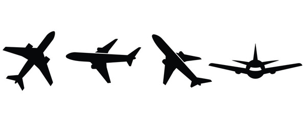 flight Plane set Airplane silhouette set illustration
