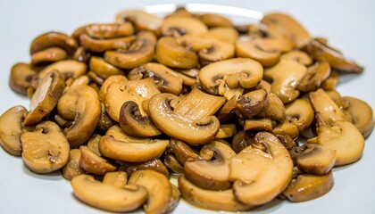 Sliced mushrooms on a plate