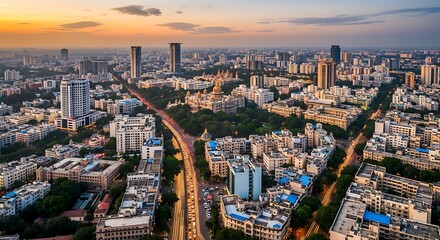 Obraz premium Mumbai Cityscape at Sunset.