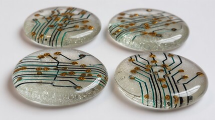 Naklejka premium Embedded Circuitry: A Glimpse into Innovative Technology and Digital Connectivity Artistry Through