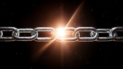 Strong Chain Link Connection Point Sparking with Energy for Business Technology Security Concept