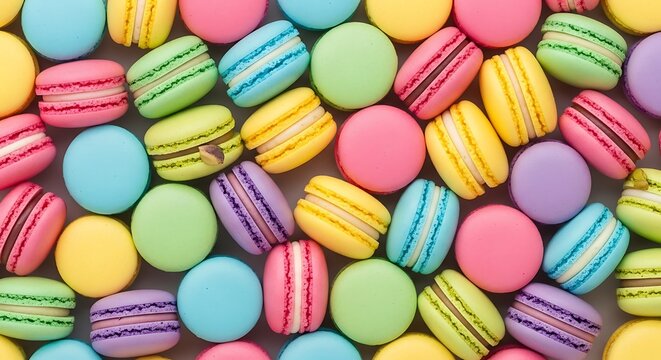Colorful Macarons Pastry Dessert Treats.