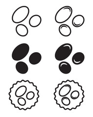 Abstract Oval Shapes in Cluster with Variations Isolated on White Background