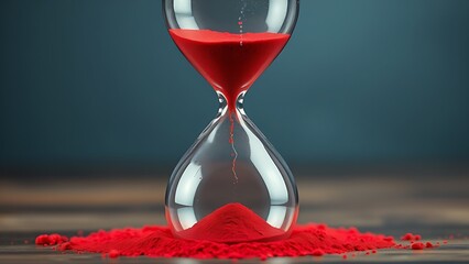 A cracked hourglass with red sand, symbolizing urgent health warnings in midlife.