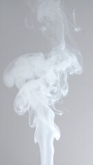 Graceful White Smoke on Light Gray Backdrop for Creative and Ethereal Compositions