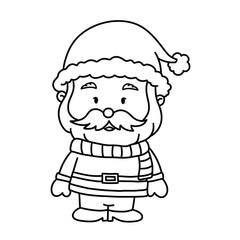 Cute Christmas character in black and white style wearing hat and scarf with joyful expression perfect for holiday designs