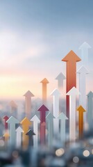 Dynamic Stock Market Prediction Chart with Rising Arrows Representing Positive Movement and Data Analysis Trends